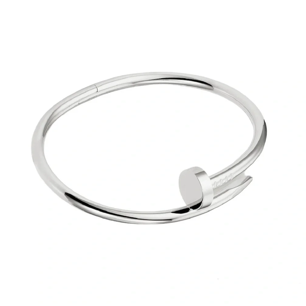 NEW Nail Cuff Bangle Bracelet in Silver - Picture 2 of 9